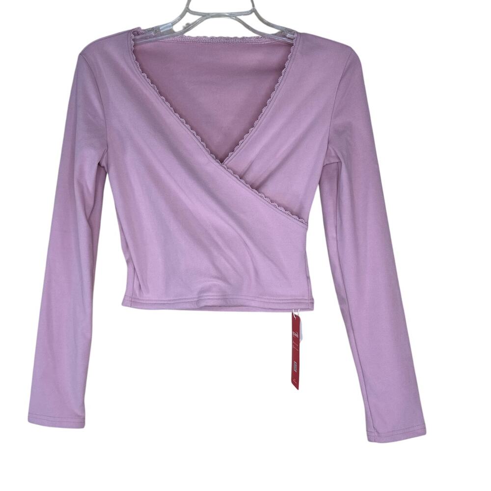 Dazy x Star Series Y2K Mauve Lace Trim Faux Wrap Crop Top Small NWT Coquette